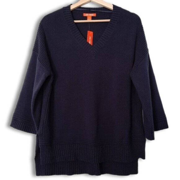 JOE FRESH \ High-Low Hem Relaxed Fit V-Neck Pullover Sweater Navy Blue Sz S - Picture 1 of 14